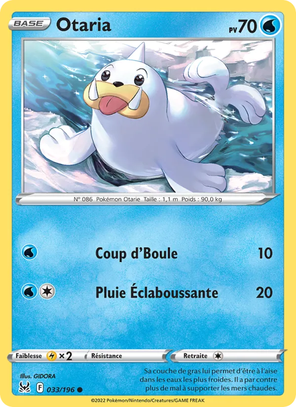 Carte Pokémon Otaria de l'extension Origine Perdue