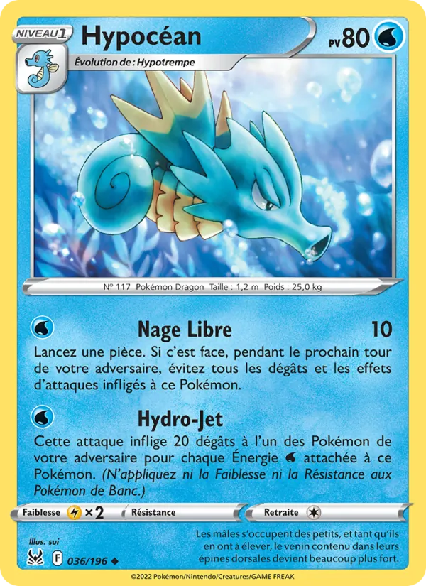Carte Pokémon Hypocéan de l'extension Origine Perdue