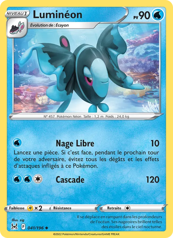 Carte Pokémon Luminéon de l'extension Origine Perdue