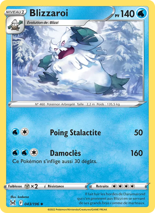 Carte Pokémon Blizzaroi de l'extension Origine Perdue