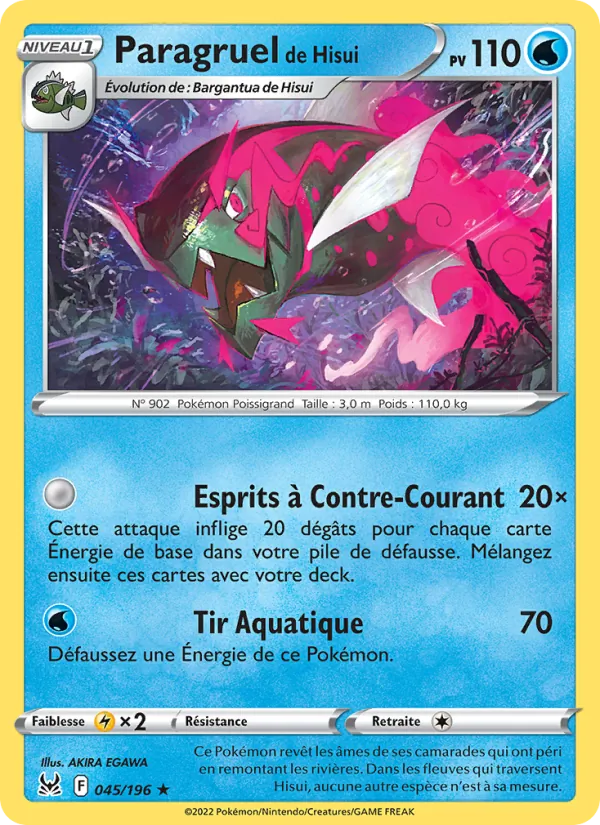 Carte Pokémon Paragruel de Hisui de l'extension Origine Perdue