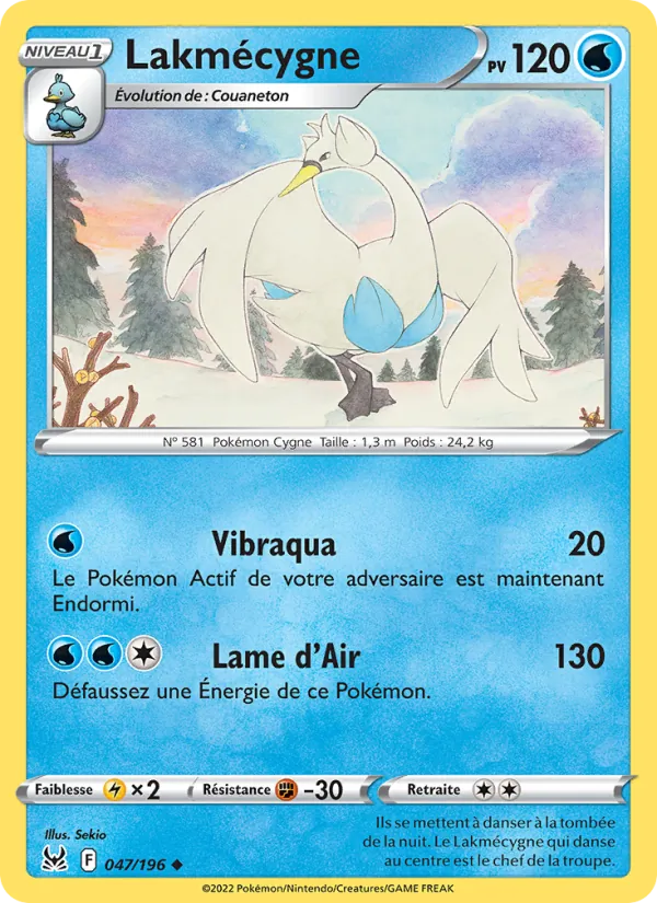 Carte Pokémon Lakmécygne de l'extension Origine Perdue