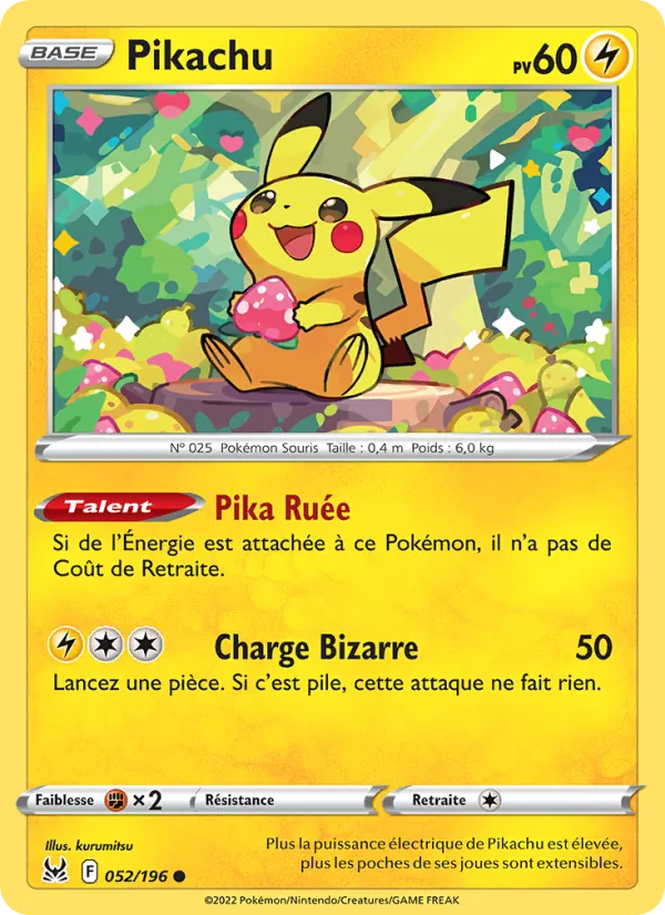 Carte Pokémon Pikachu de l'extension Origine Perdue