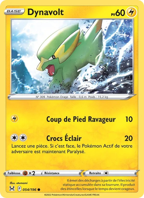 Carte Pokémon Dynavolt de l'extension Origine Perdue