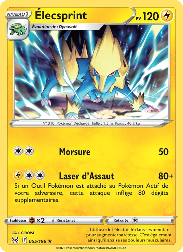 Carte Pokémon Élecsprint de l'extension Origine Perdue