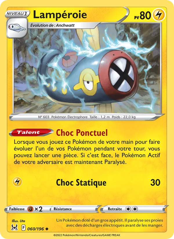 Carte Pokémon Lampéroie de l'extension Origine Perdue
