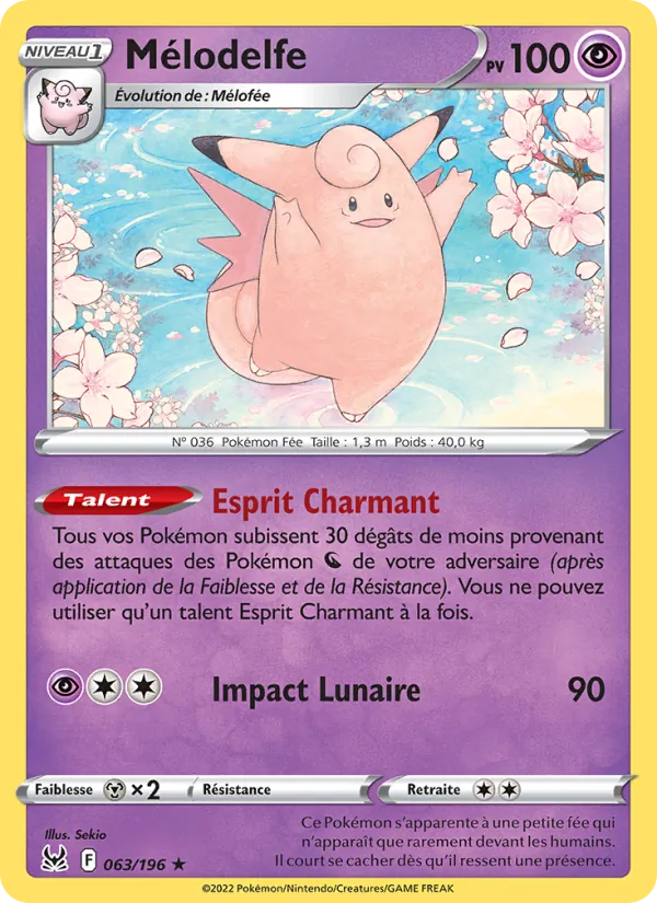 Carte Pokémon Mélodelfe de l'extension Origine Perdue