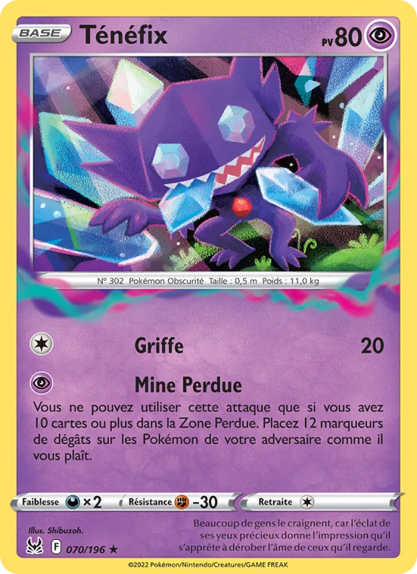 Carte Pokémon Ténéfix de l'extension Origine Perdue