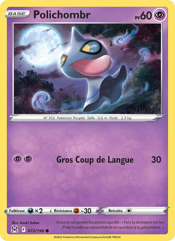 Carte Pokémon Polichombr de l'extension Origine Perdue