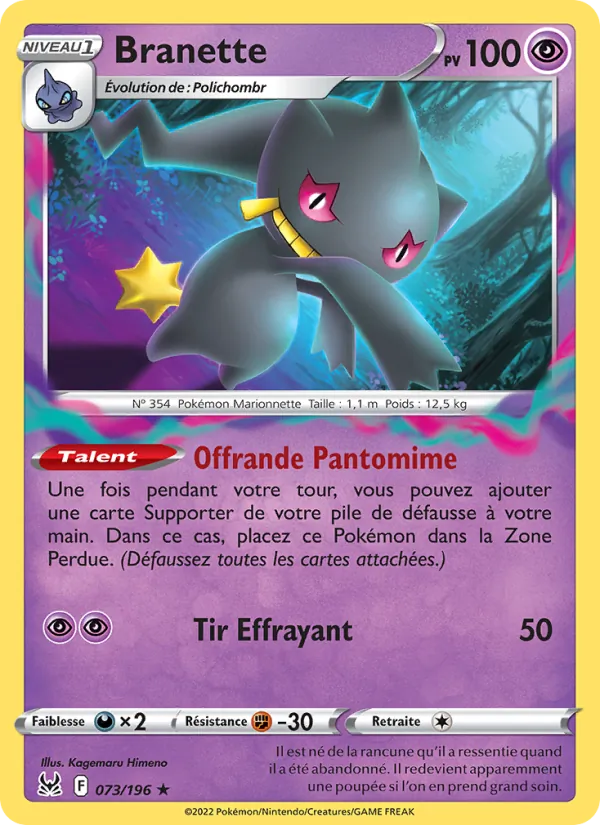 Carte Pokémon Branette de l'extension Origine Perdue