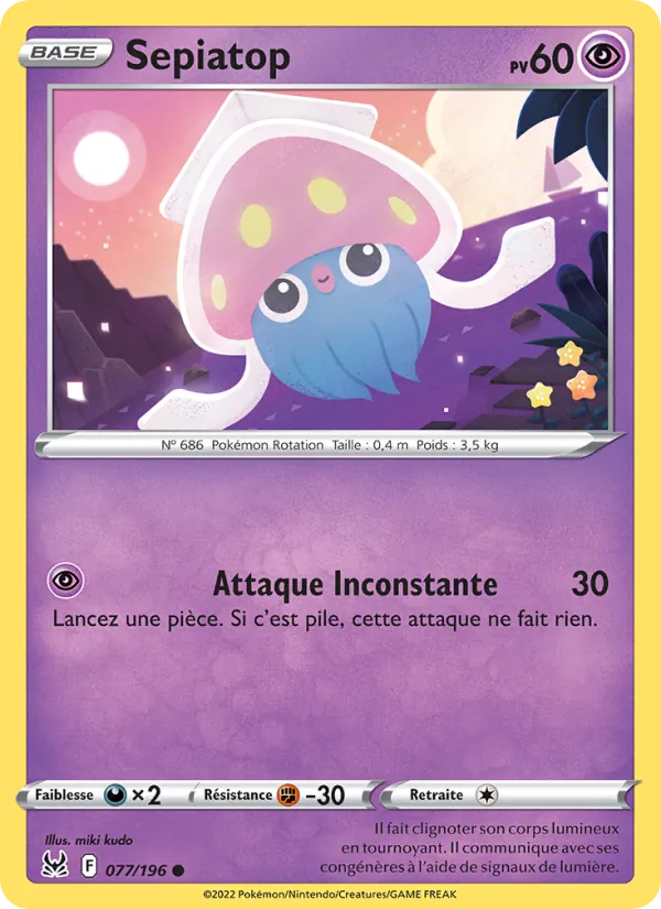 Carte Pokémon Sepiatop de l'extension Origine Perdue
