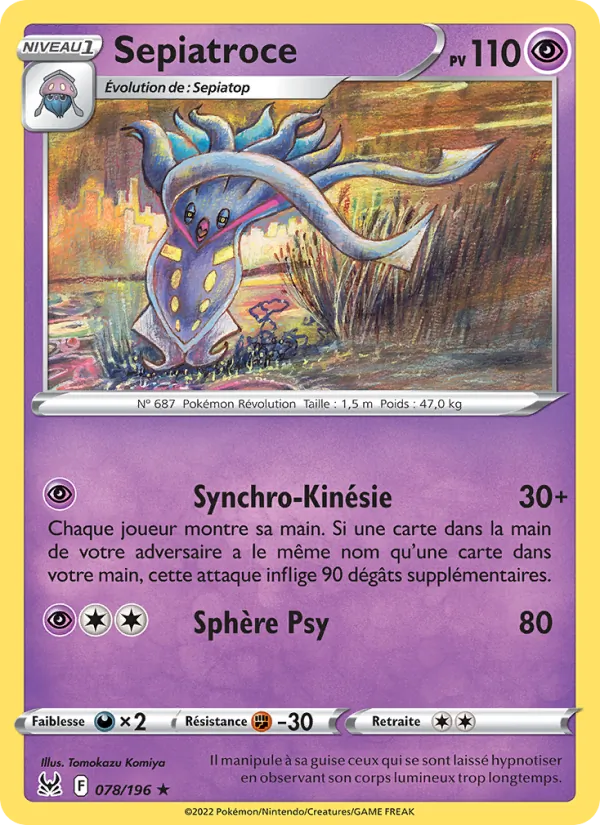 Carte Pokémon Sepiatroce de l'extension Origine Perdue