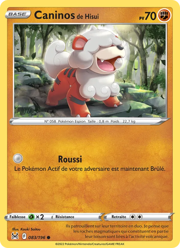 Carte Pokémon Caninos de Hisui de l'extension Origine Perdue
