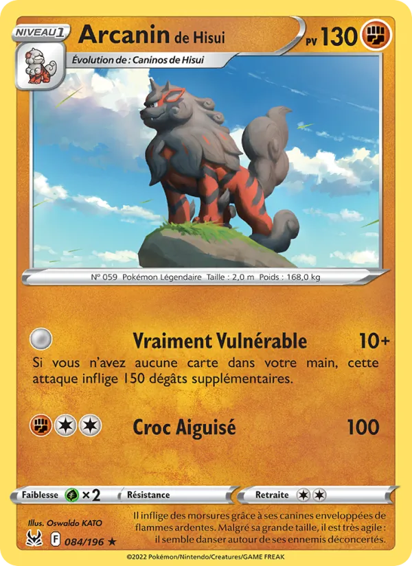 Carte Pokémon Arcanin de Hisui de l'extension Origine Perdue