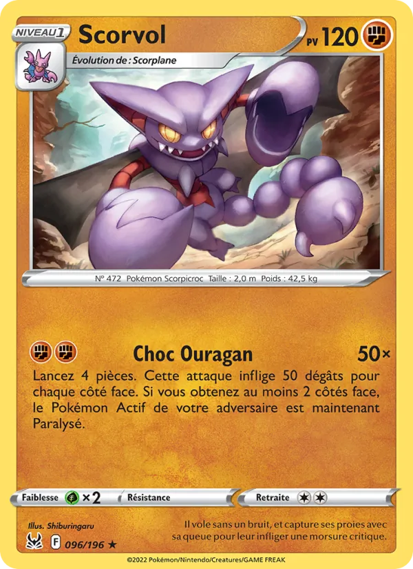 Carte Pokémon Scorvol de l'extension Origine Perdue