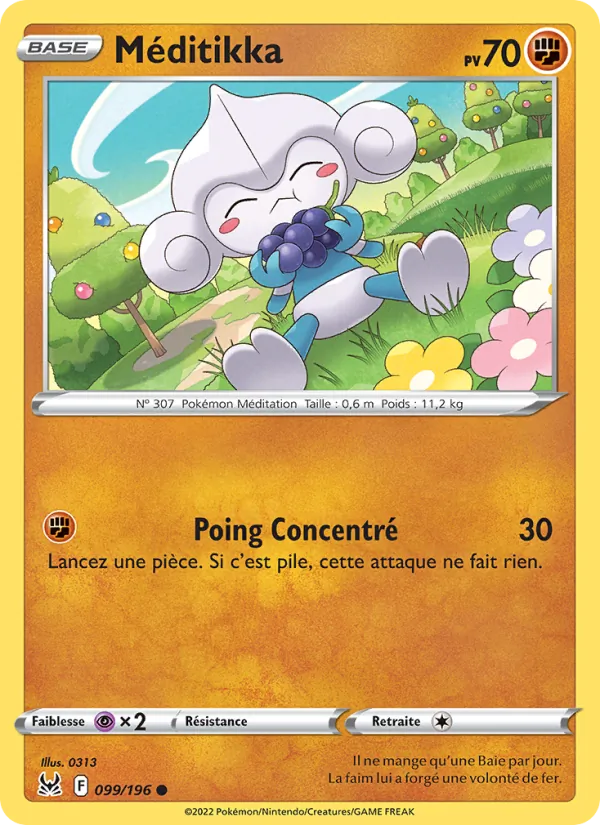 Carte Pokémon Méditikka de l'extension Origine Perdue