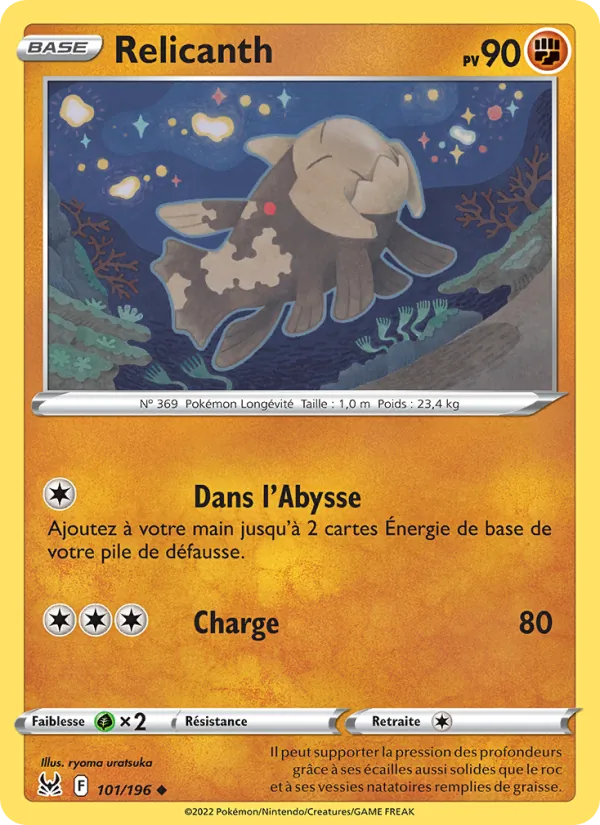Carte Pokémon Relicanth de l'extension Origine Perdue