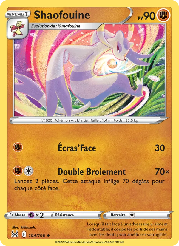 Carte Pokémon Shaofouine de l'extension Origine Perdue