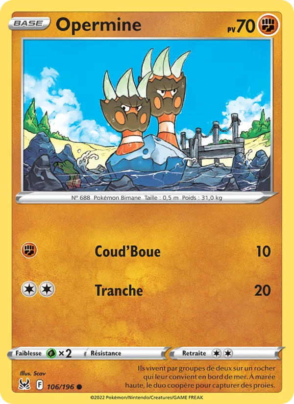 Carte Pokémon Opermine de l'extension Origine Perdue