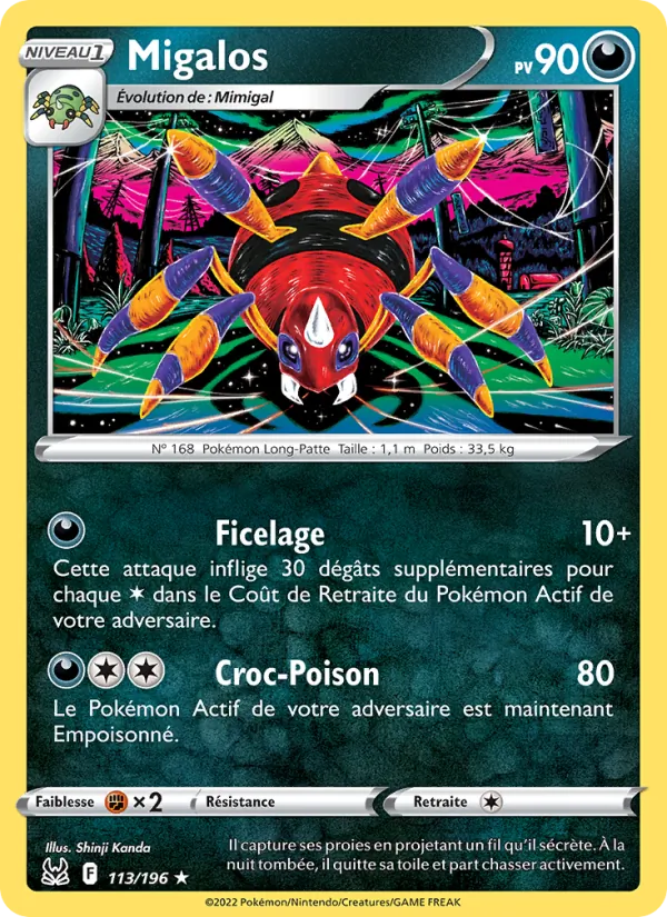 Carte Pokémon Migalos de l'extension Origine Perdue