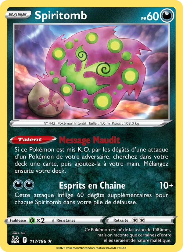 Carte Pokémon Spiritomb de l'extension Origine Perdue