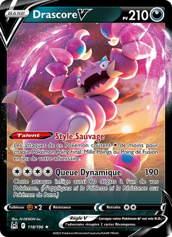 Carte Pokémon Drascore V de l'extension Origine Perdue