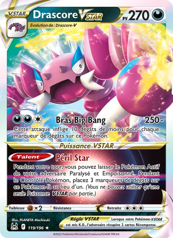 Carte Pokémon Drascore VSTAR de l'extension Origine Perdue