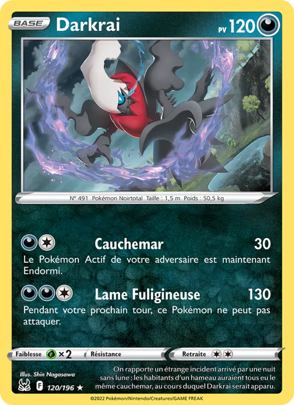 Carte Pokémon Darkrai de l'extension Origine Perdue