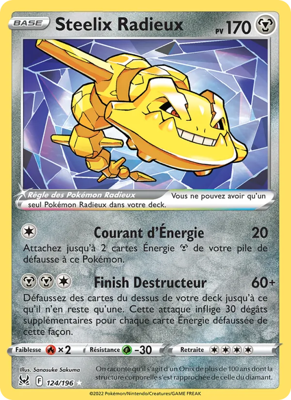Carte Pokémon Steelix Radieux de l'extension Origine Perdue