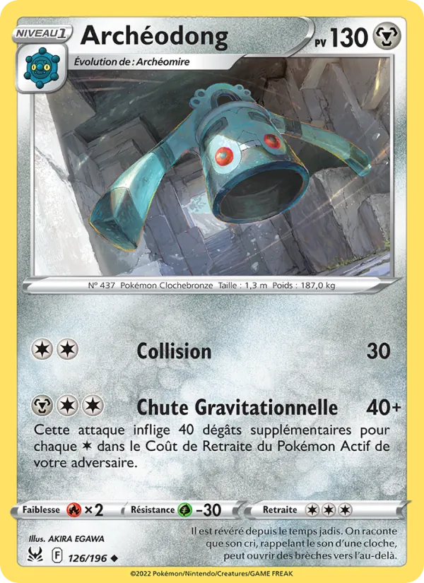 Carte Pokémon Archéodong de l'extension Origine Perdue