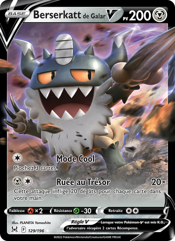 Carte Pokémon Berserkatt de Galar V de l'extension Origine Perdue