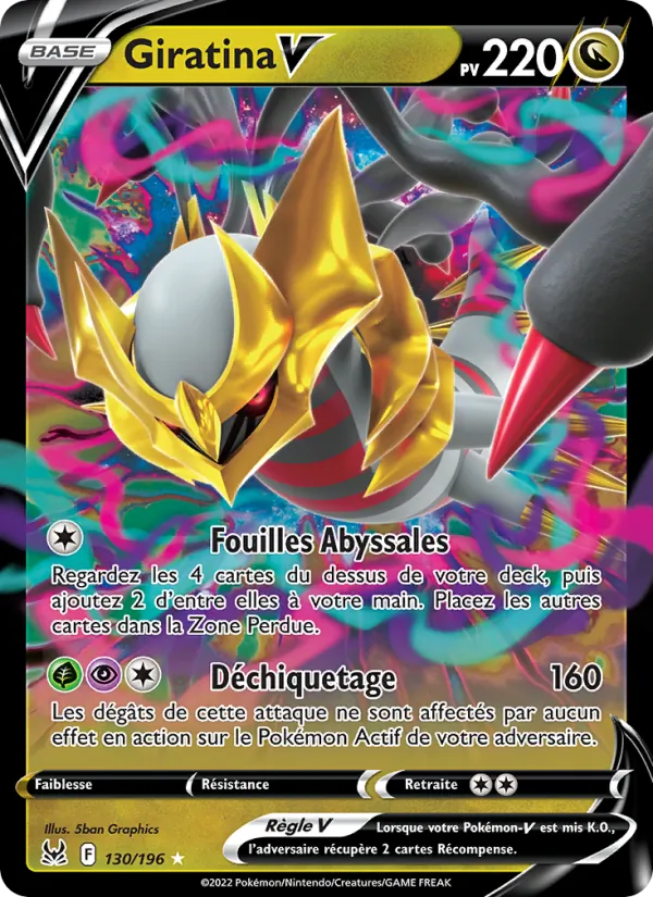 Carte Pokémon Giratina V de l'extension Origine Perdue