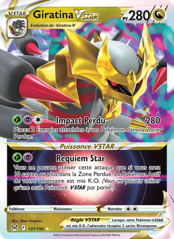 Carte Pokémon Giratina VSTAR de l'extension Origine Perdue