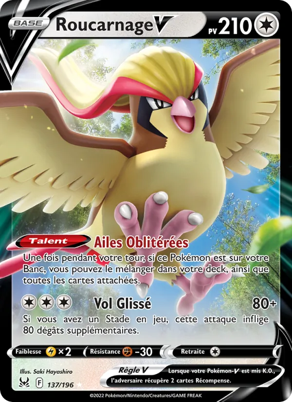 Carte Pokémon Roucarnage V de l'extension Origine Perdue