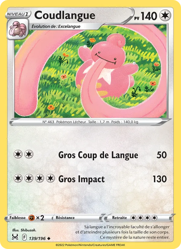 Carte Pokémon Coudlangue de l'extension Origine Perdue