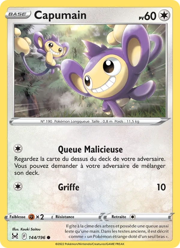 Carte Pokémon Capumain de l'extension Origine Perdue