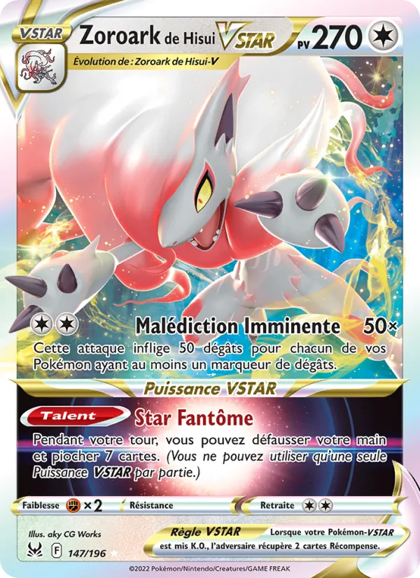 Carte Pokémon Zoroark de Hisui VSTAR de l'extension Origine Perdue