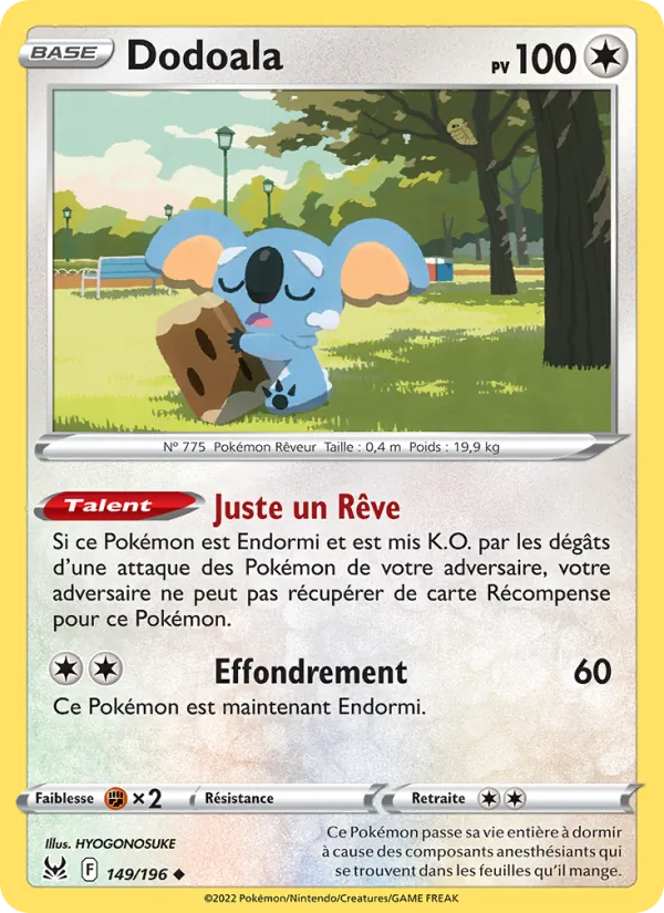 Carte Pokémon Dodoala de l'extension Origine Perdue