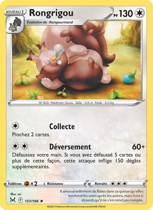 Carte Pokémon Rongrigou de l'extension Origine Perdue