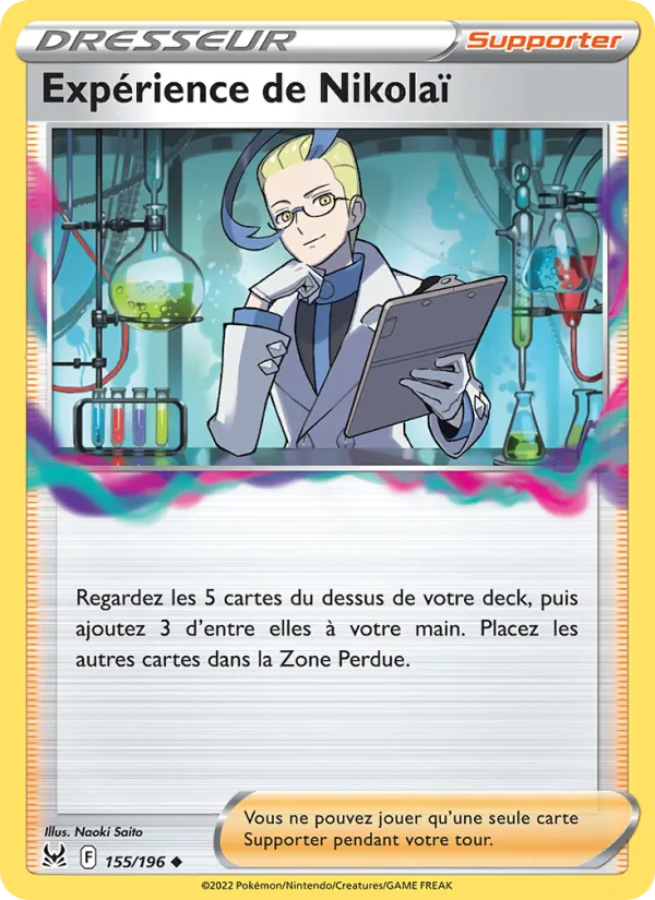 Carte Pokémon Expérience de Nikolaï de l'extension Origine Perdue