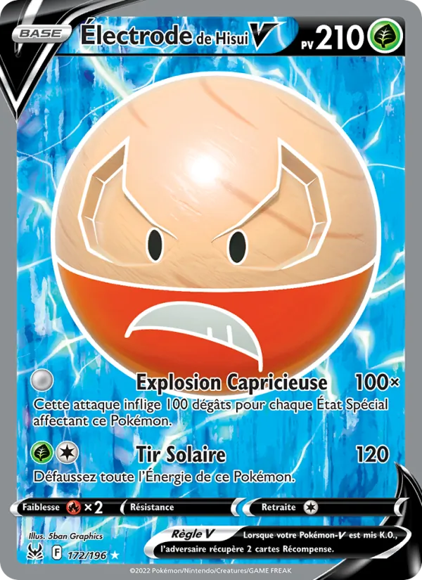 Carte Pokémon Électrode de Hisui V de l'extension Origine Perdue