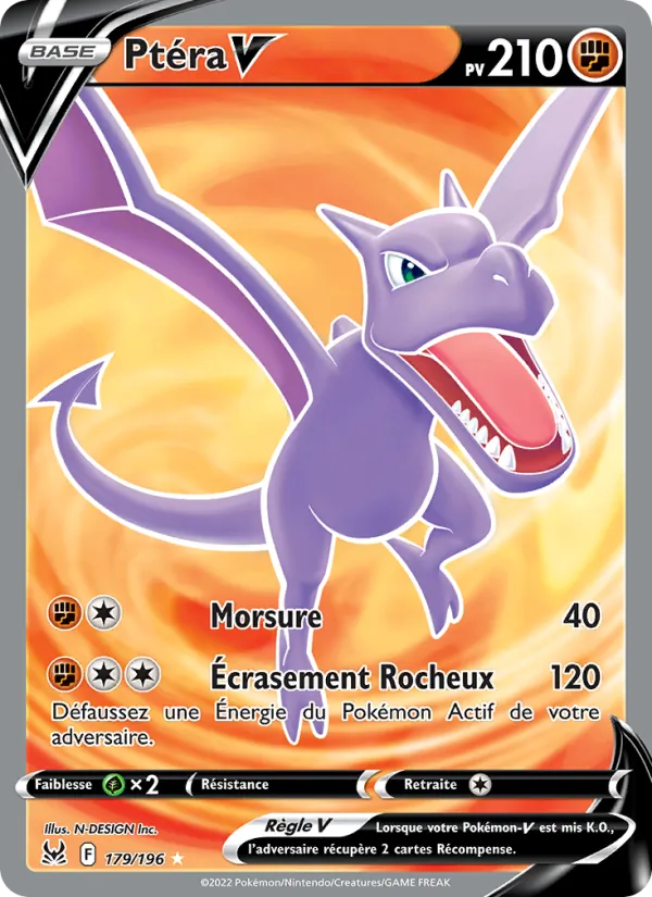 Carte Pokémon Ptéra V de l'extension Origine Perdue