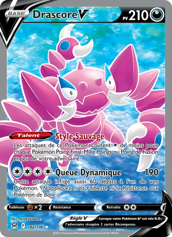 Carte Pokémon Drascore V de l'extension Origine Perdue
