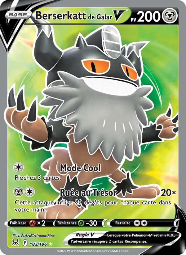 Carte Pokémon Berserkatt de Galar V de l'extension Origine Perdue