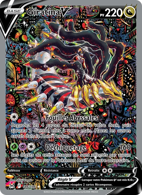 Carte Pokémon Giratina V de l'extension Origine Perdue