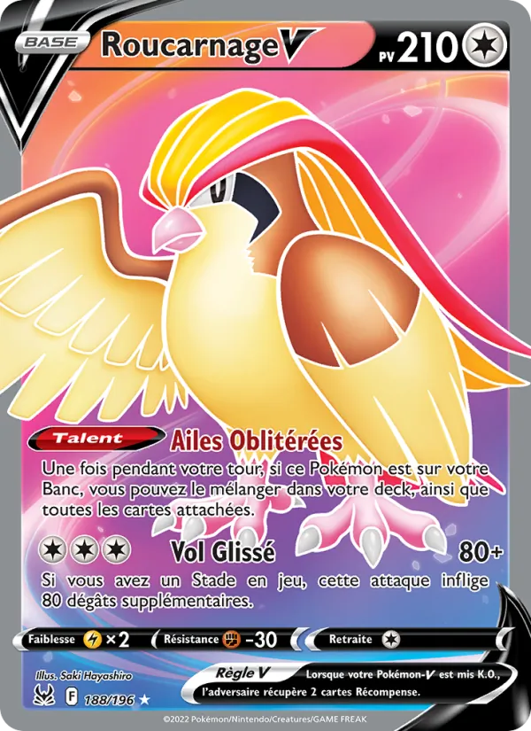 Carte Pokémon Roucarnage V de l'extension Origine Perdue