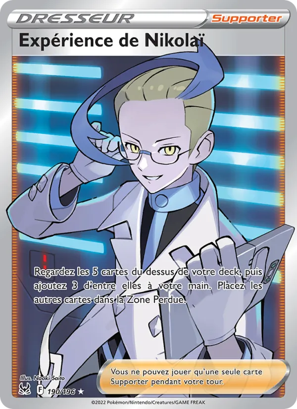 Carte Pokémon Expérience de Nikolaï de l'extension Origine Perdue