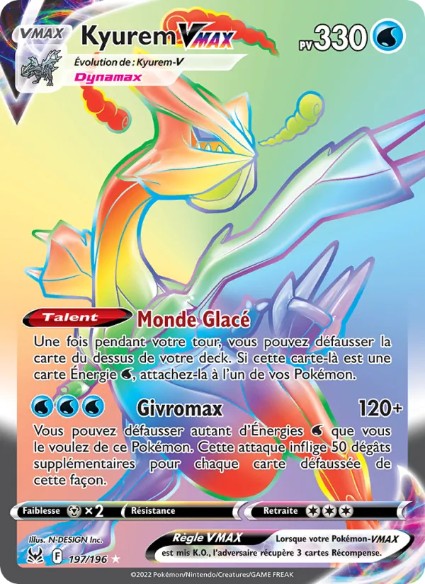 Carte Pokémon Kyurem VMAX de l'extension Origine Perdue