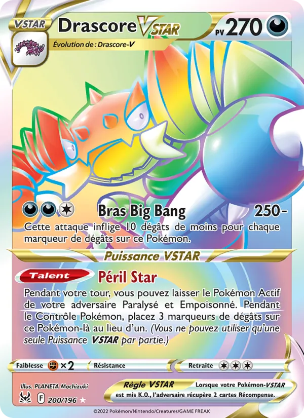 Carte Pokémon Drascore VSTAR de l'extension Origine Perdue