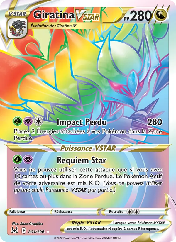 Carte Pokémon Giratina VSTAR de l'extension Origine Perdue